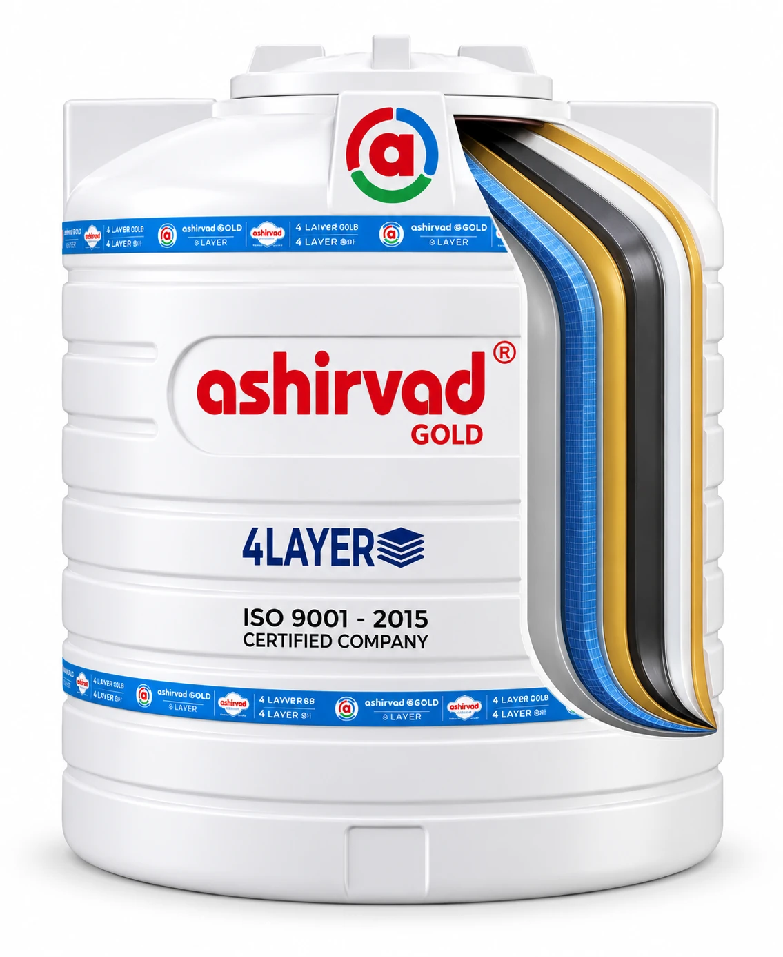 Ashirvad Gold water storage tank, illustrative cut-away